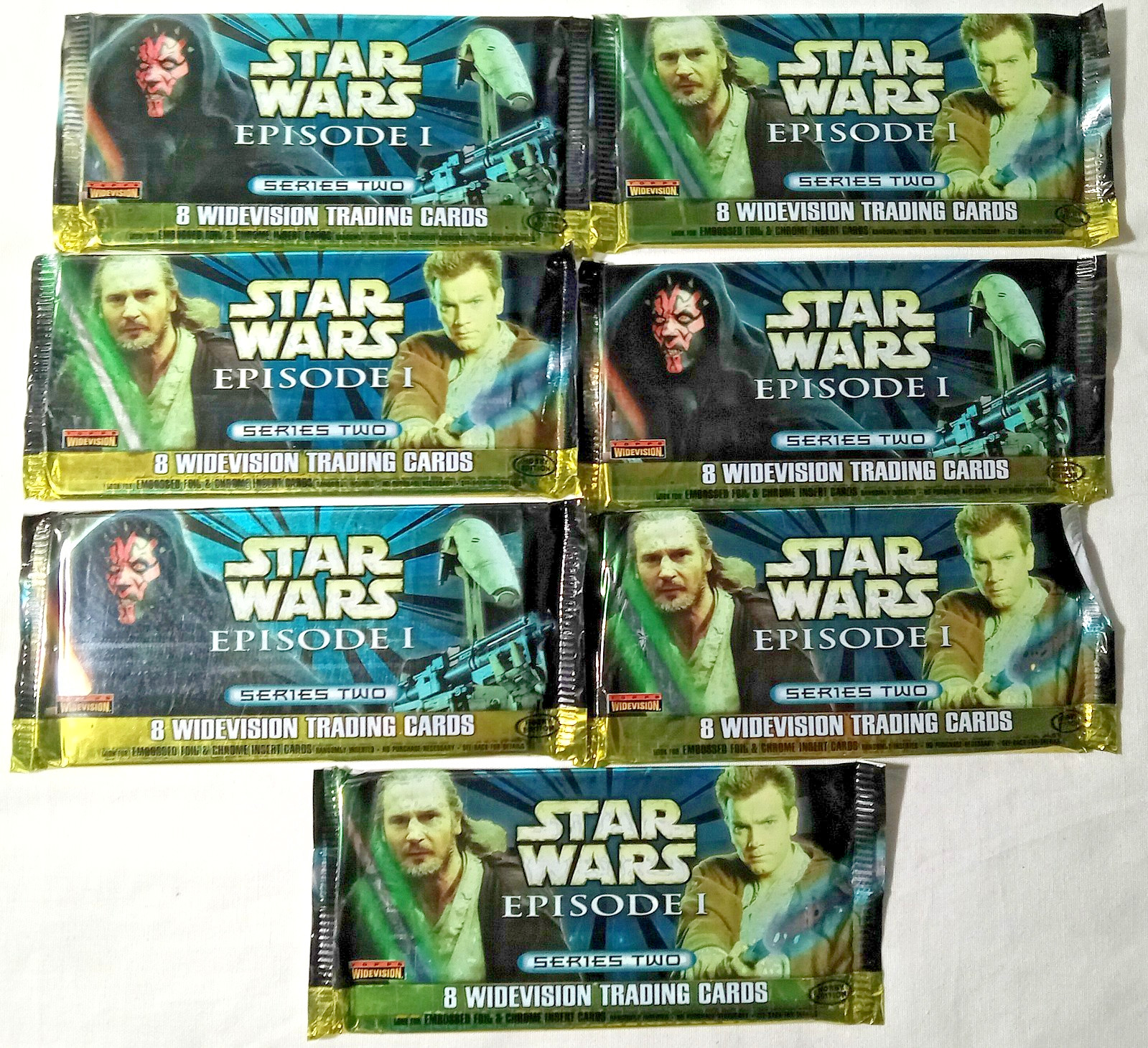 7 Confezioni Carte Collezionabili Star Wars Episodio 1 Serie 2 Widevision - Topps Nuove/Sigillate