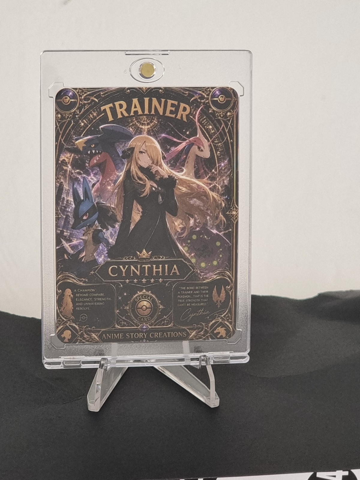 Cynthia Pokemon Custom Double-Sided Anime Story Creations w/Case & Stand