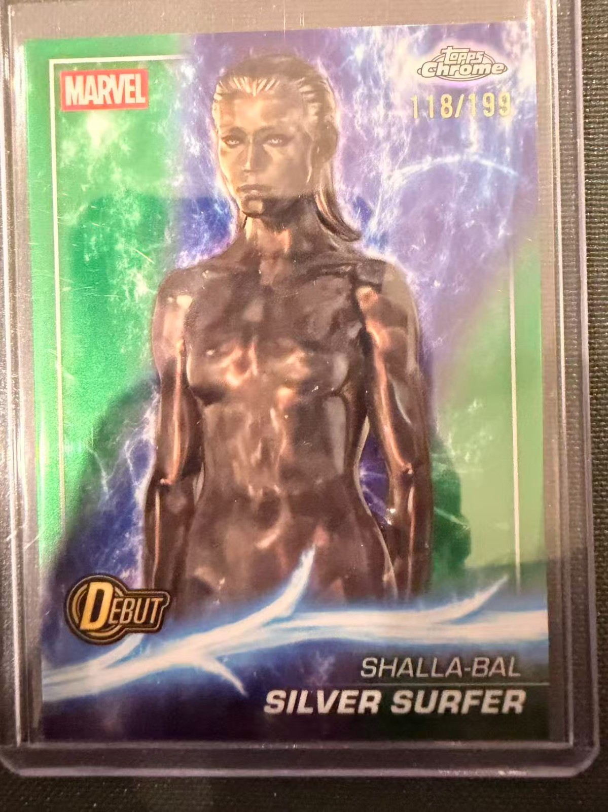 2025 Topps Chrome Marvel Studios Silver Surfer Shalla-Bal #198/199 Debutto