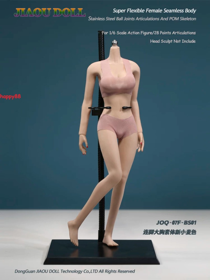 1/6 JIAOU DOLL JOQ-07F Seamless Female Body Big Bust Attached Feet No Head Gift