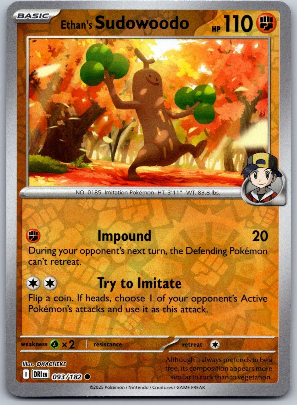 Ethan's Sudowoodo 093/182 Rivali Destinati Comuni Pokemon Reverse Holo Near Mint