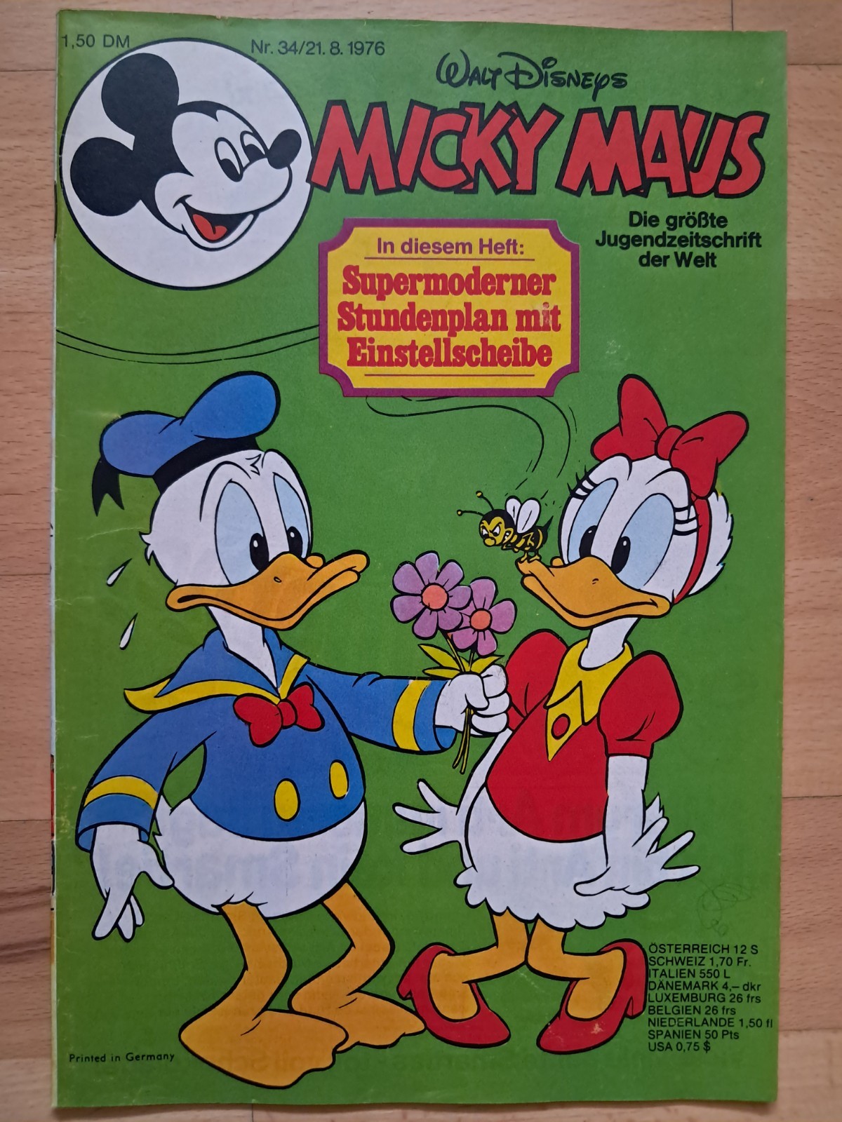 Topolino Walt Disney n.34 del 21/8/1976 con orario + angolo cippato - Z1-2