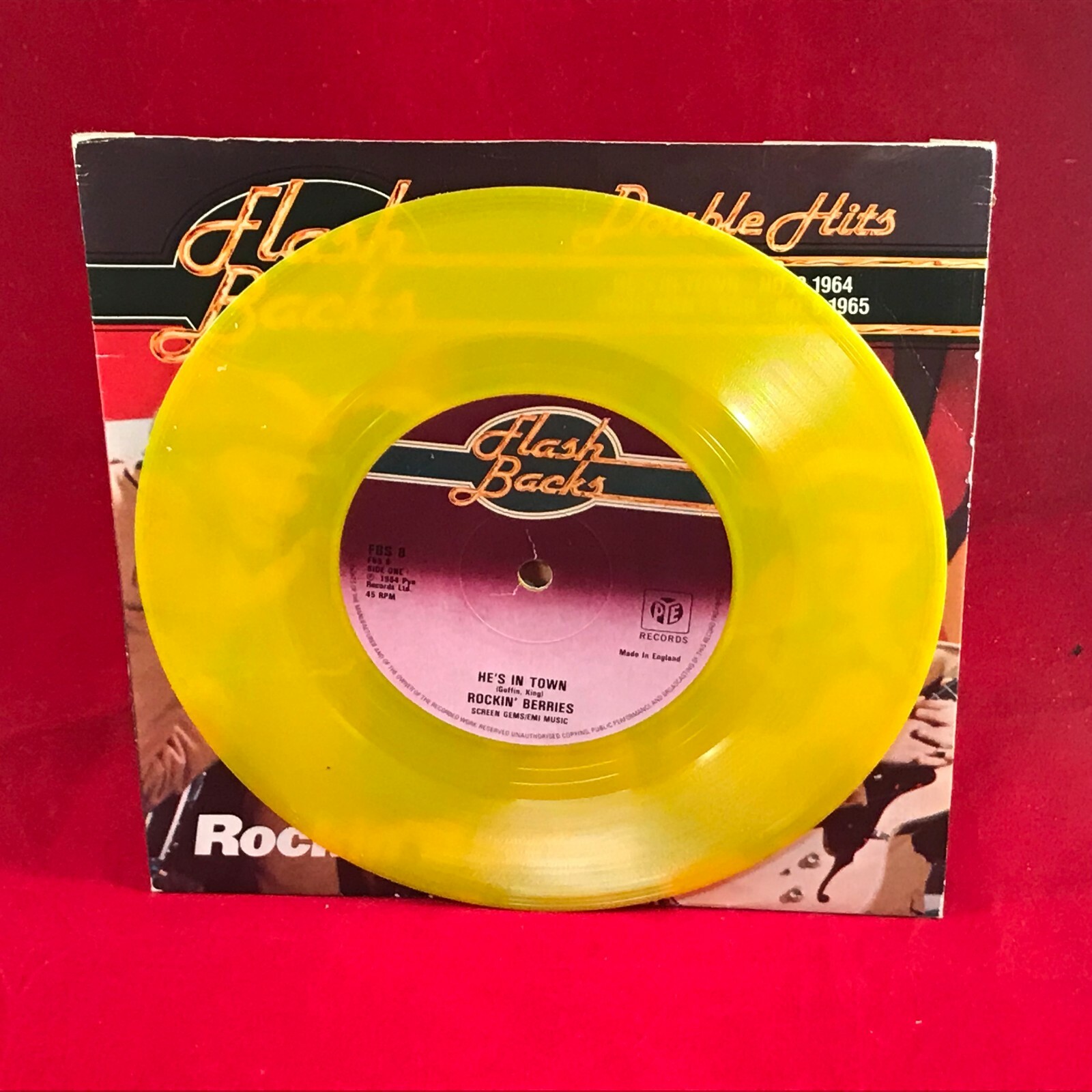 THE ROCKIN' BERRIES He's In Town 1979 UK 7" YELLOW vinyl single 45 record