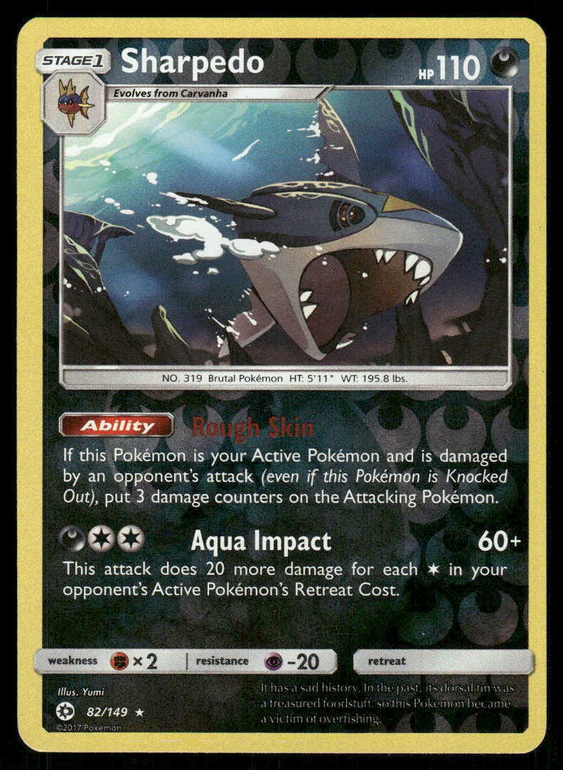 POKEMON SHARPEDO SM SET BASE 82/149 HOLO REVERSE HOLO HOLO RARO LP