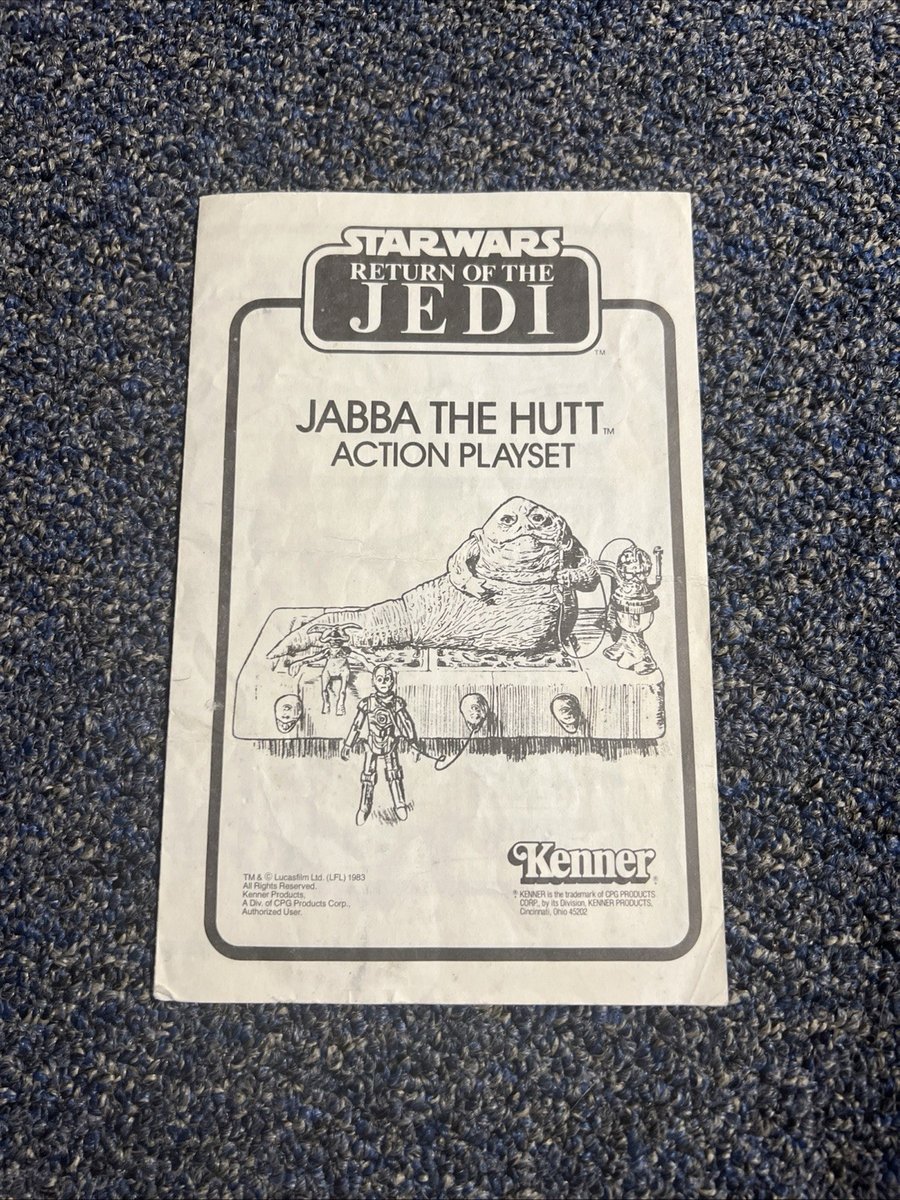 Vintage 1983 Star Wars ROTJ Jabba the Hutt Playset Manuale Istruzioni ORIGINALE
