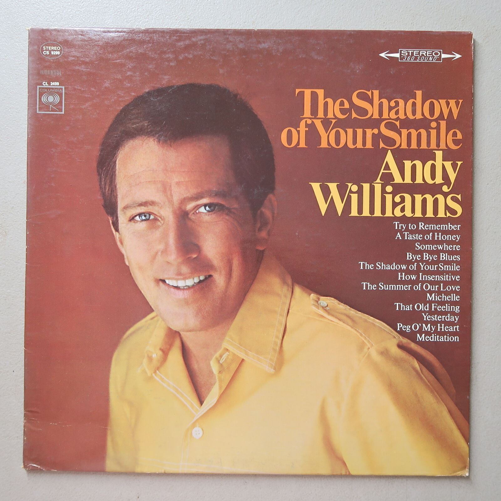 ANDY WILLIAMS THE SHADOW OF YOUR SMILE VINYL LP COLUMBIA EXC 74