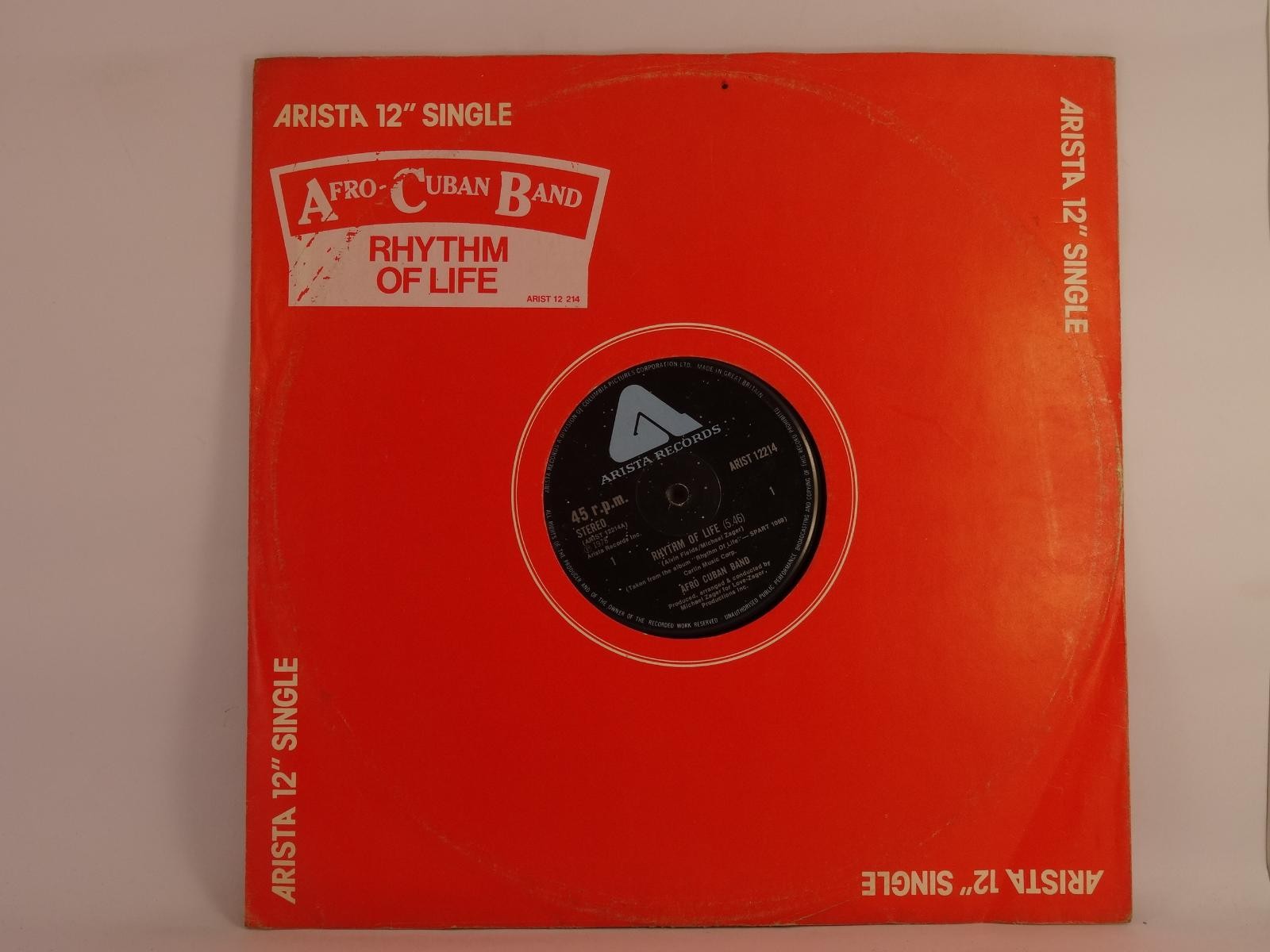 AFRO CUBAN BAND RHYTHM OF LIFE (161) 3 Track 12" Single plus Company Sleeve ARIS