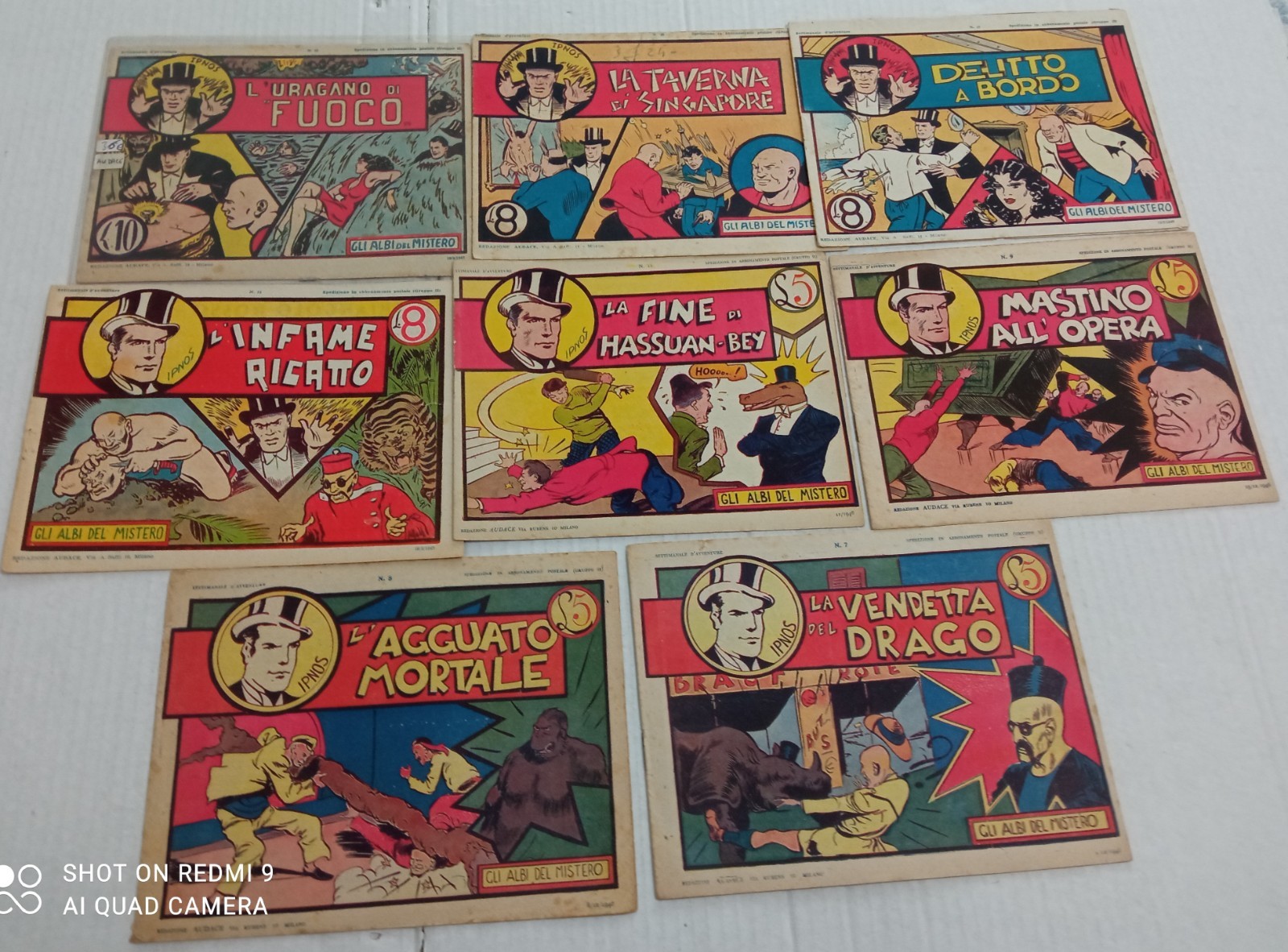 fumetti vintage IPNOS Audace originali n° 7 + ho 8-9-11-13-17-18-22 albi mistero