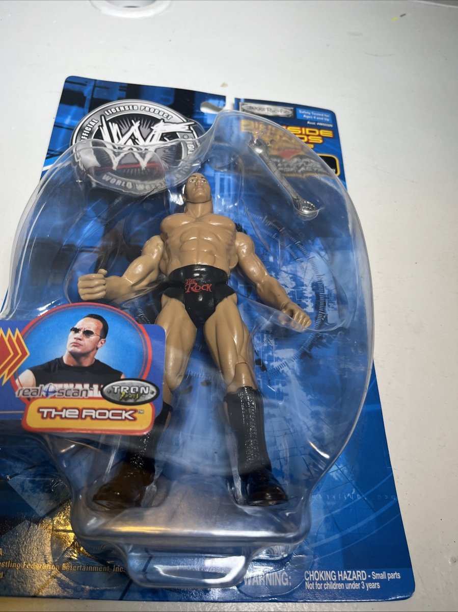 Figurina Jakks WWF Ringside Chaos Serie 3 The Rock Wrestling 2001 Nuova