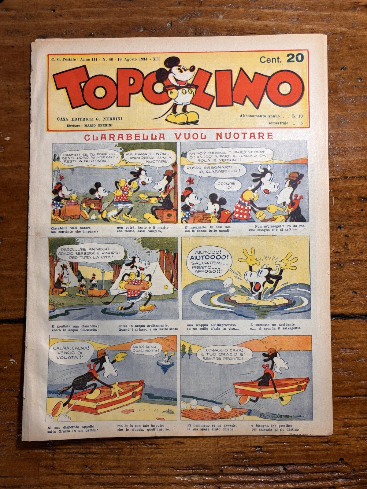 Topolino giornale originale n. 86 19 Agosto 1934 Nerbini prezzo affare 