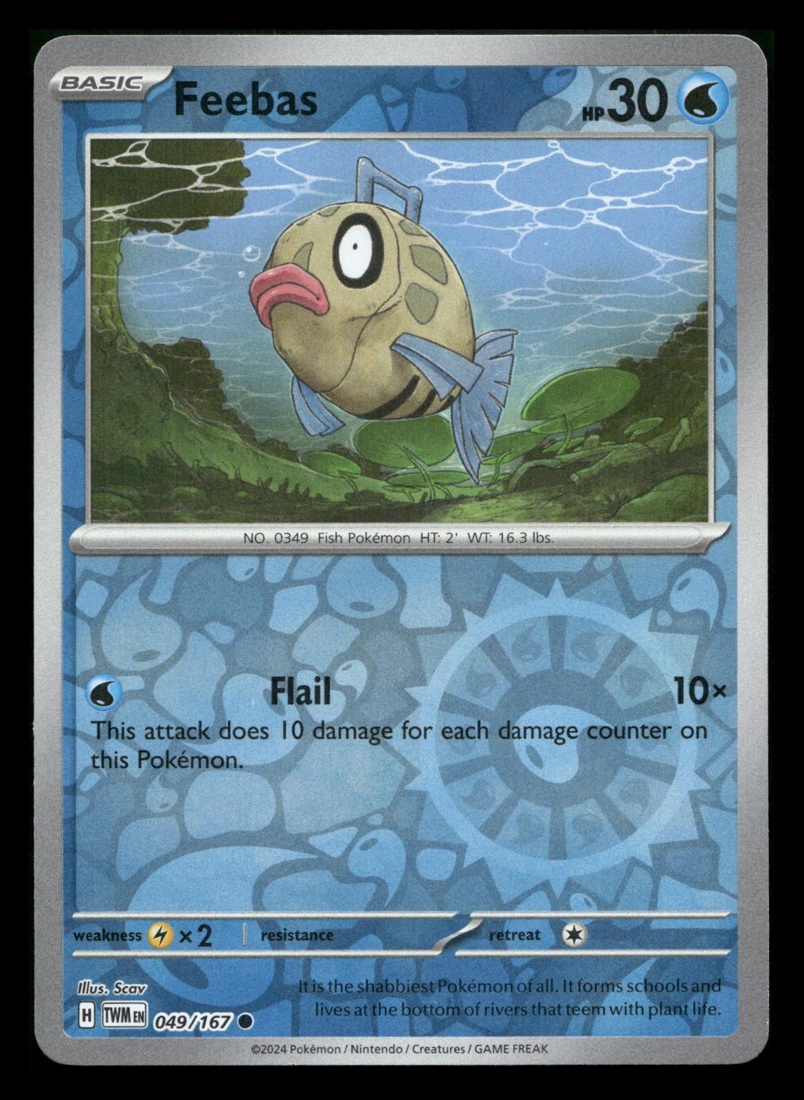 FEEBAS 049/167 COMMON REVERSE HOLO TWILIGHT MASQUERADE POKEMON NEAR MINT