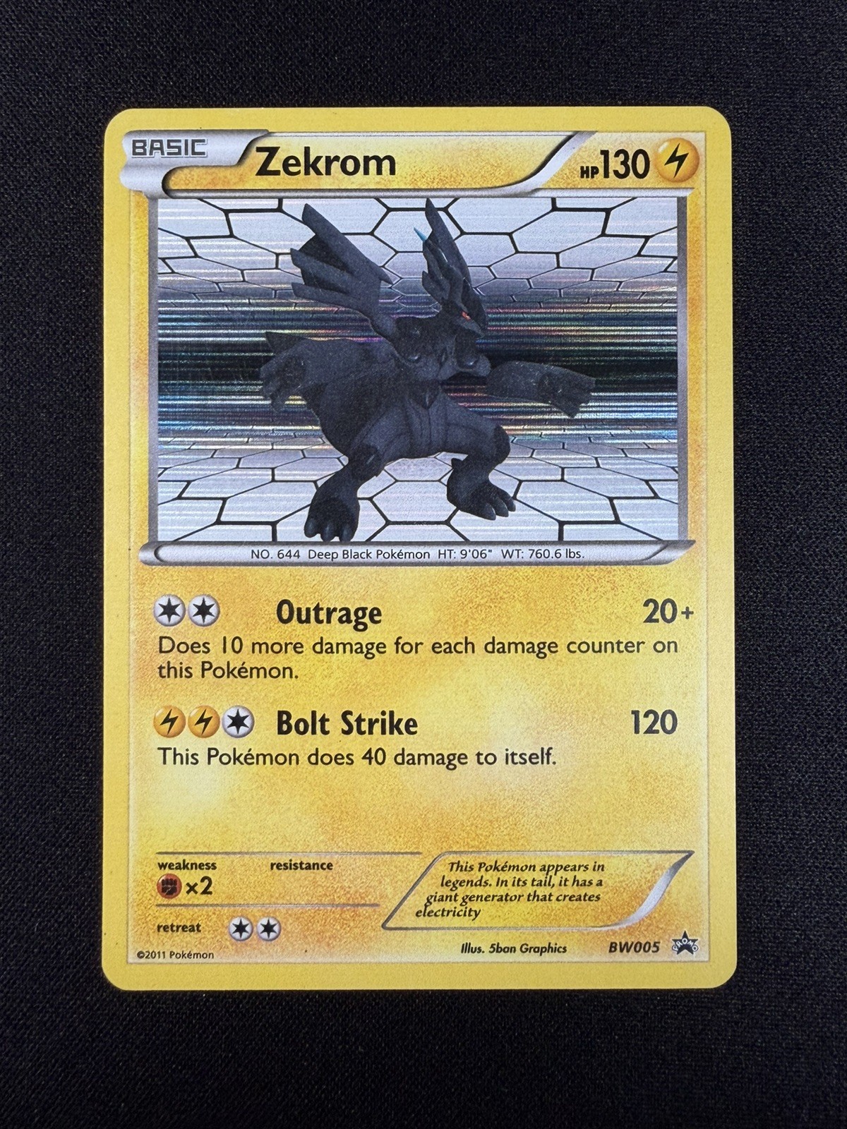 Zekrom BW005 Black Star Promo Holo Carta Pokemon 2011 Bianco e Nero