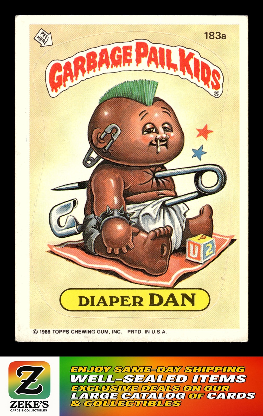 1986 Topps Garbage Pail Kids Series 5 #183a Diaper Dan