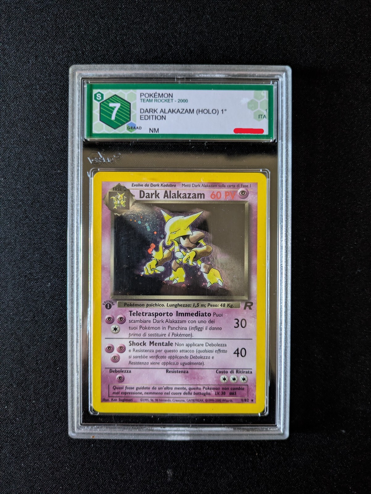 Pokemon Dark Alakazam TR 1/82 Holo prima edizione Team Rocket - ITA GRAAD