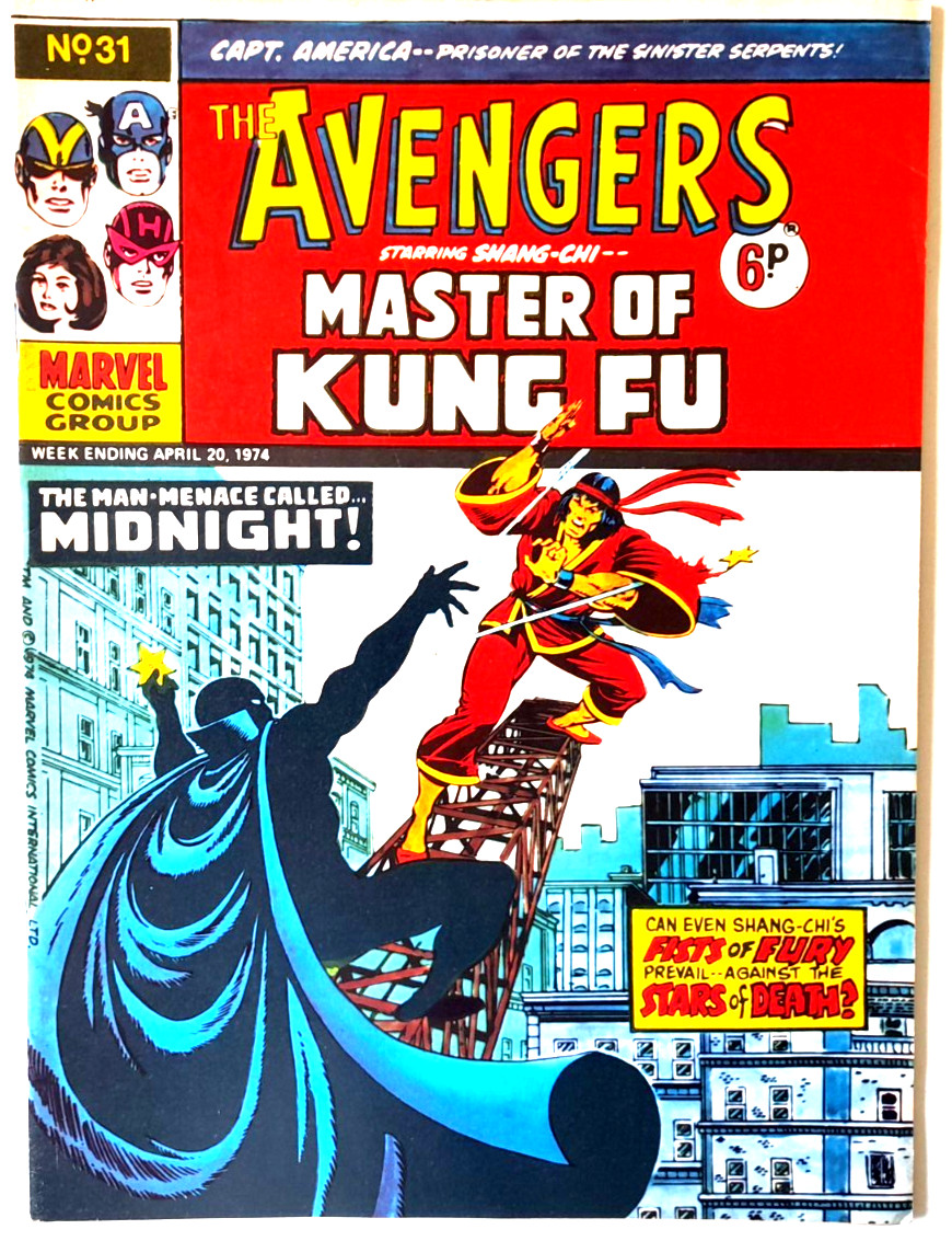 The Avengers UK Comic No # 31 April 20th 1974 MARVEL Shang Chi Master of Kung Fu