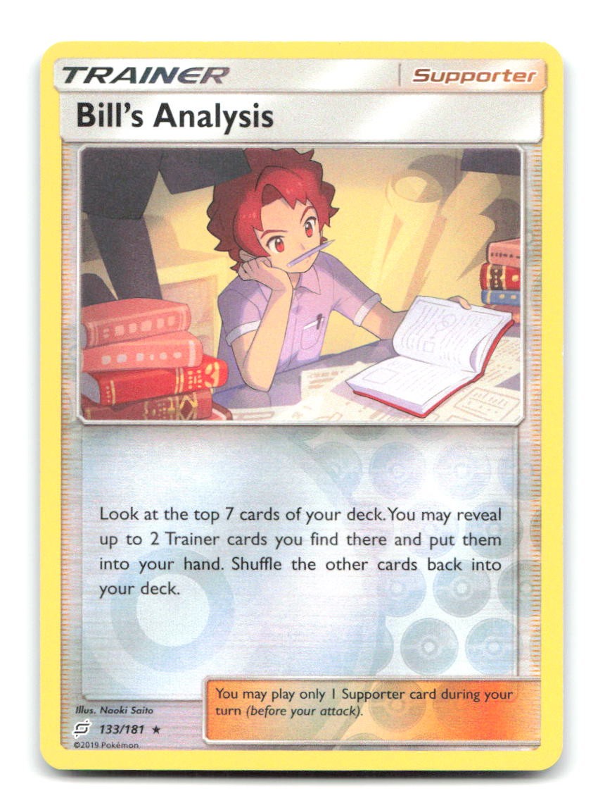 Bill's Analysis 133/181 Rare Team Up Pokemon Reverse Holo Moderately Played