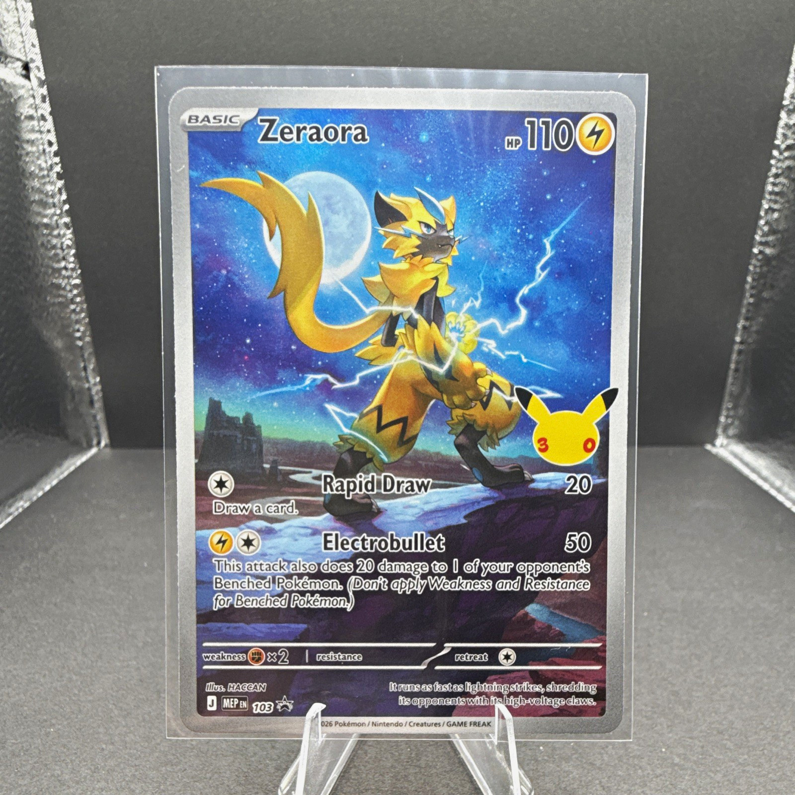 Pokémon TCG Zeraora MEP 103 30th Celebration Illustration Art Promo NM/Mint