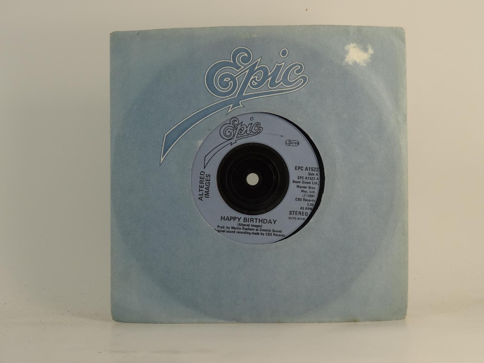ALTERED IMAGES HAPPY BIRTHDAY (72) 2 Track 7" Single plus Company Sleeve EPIC