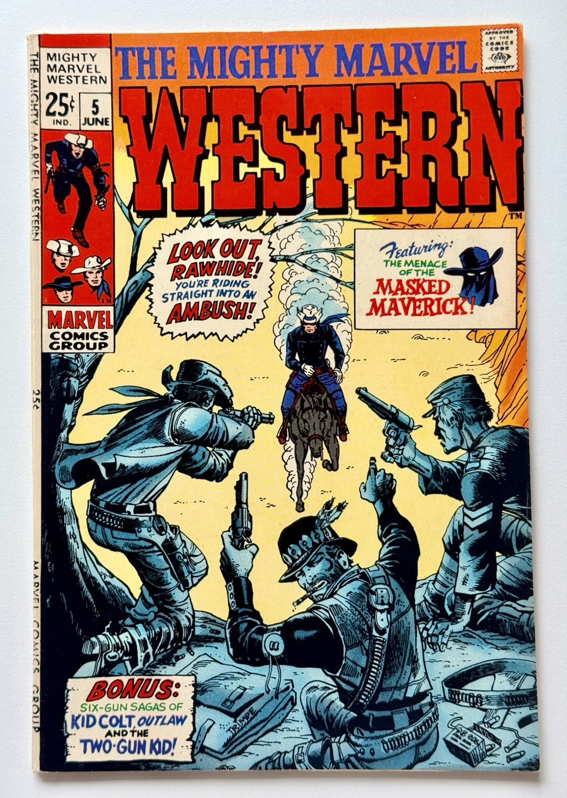MIGHTY MARVEL WESTERN 5 ◉ 1969 RAWHIDE KID TWO-GUN * VF/NM * HIGH GRADE 👀