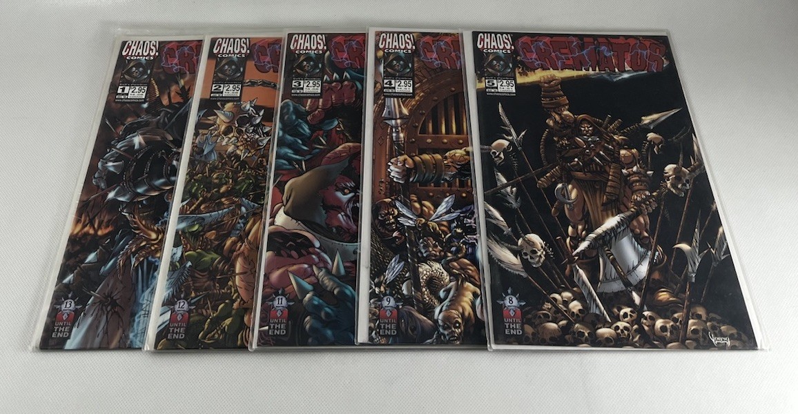 Chaos Comics Cremator # 1 - 5 Dec. 1998 Jan. Feb. Apr. May 1999 Leonardo Jimenez