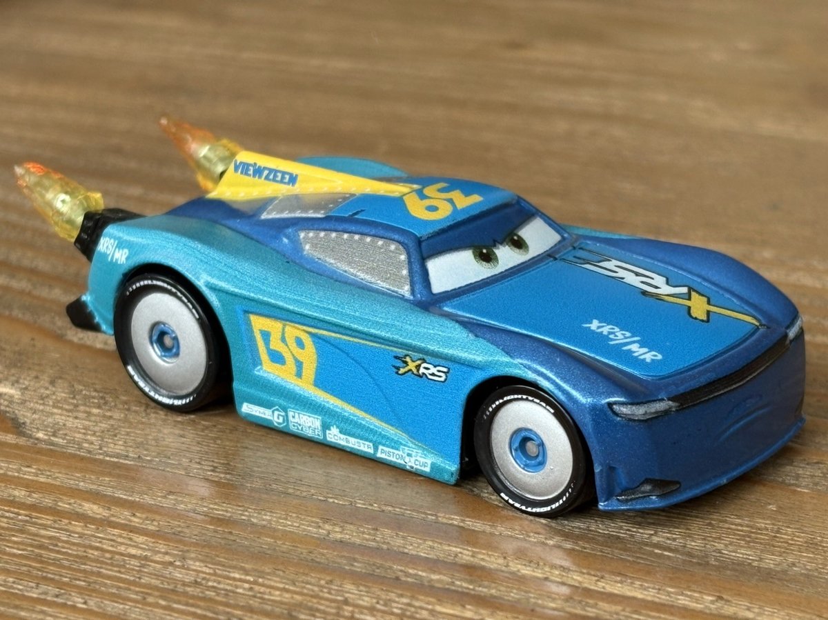 Disney Pixar Cars XRS Rocket Racing Michael Rotor #39 blu 1:55 pressofuso raro 