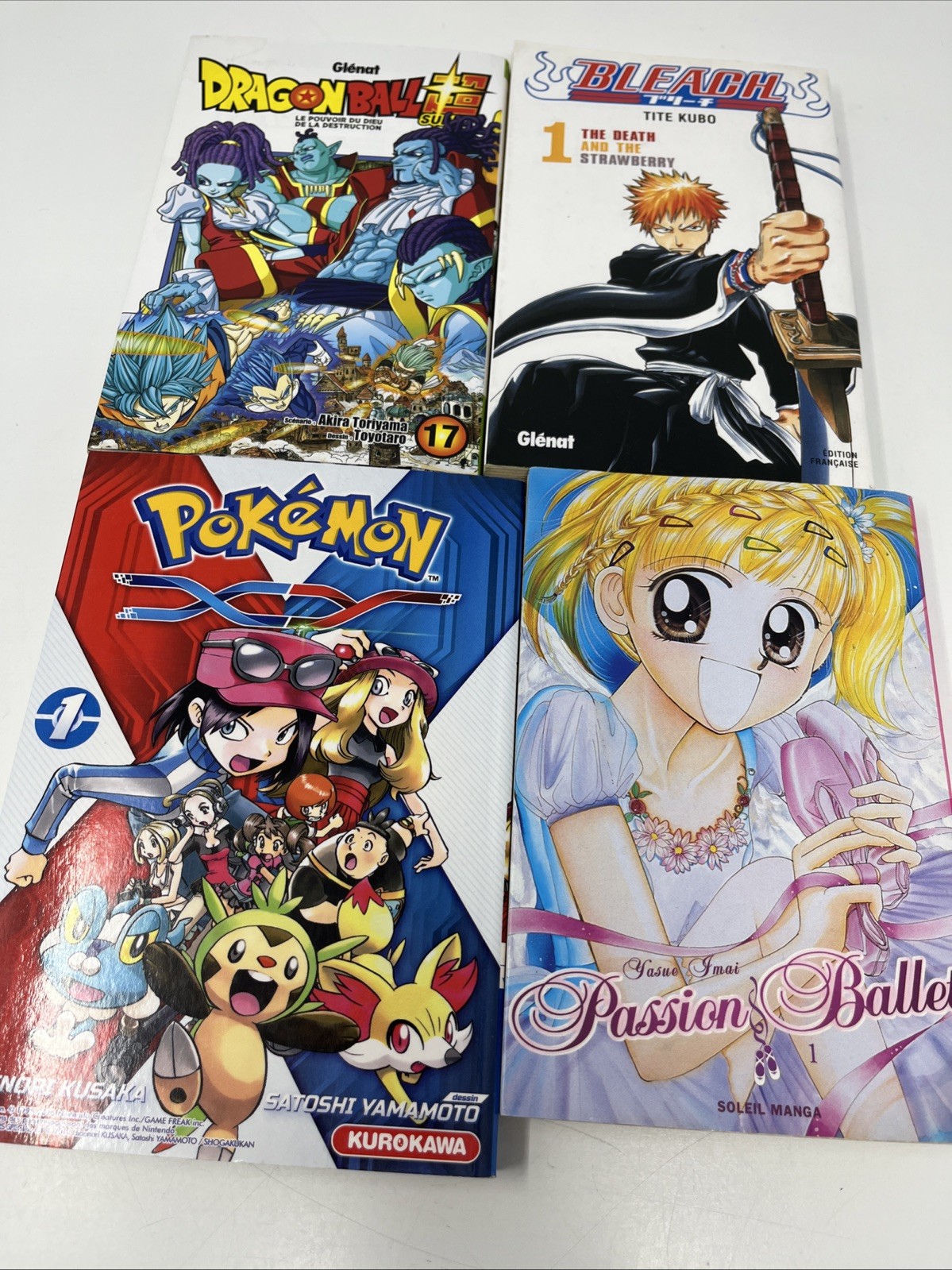 Manga Francese Lotto 4 Libri Dragon Ball Super Bleach Pokémon XY Passion Ballet