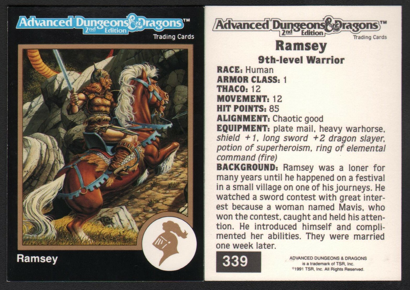 1991 TSR AD&D Gold Border Fantasy RPG Card #339 ~ Dragonlance Larry Elmore Art