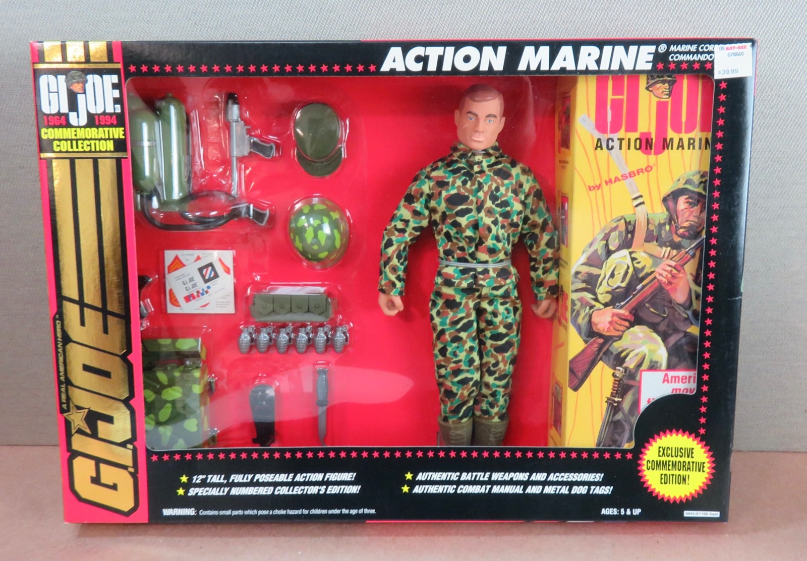 Modellino vintage GI Joe 1994 Action Marine commemorativo 12" sigillato nuovo con scatola Kay-Bee