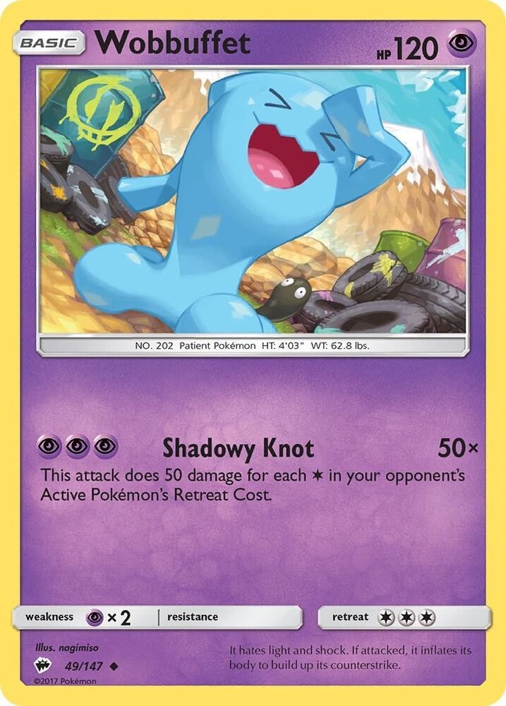 Wobbuffet 49/147 Uncommon Burning Shadows Pokemon Lightly Played