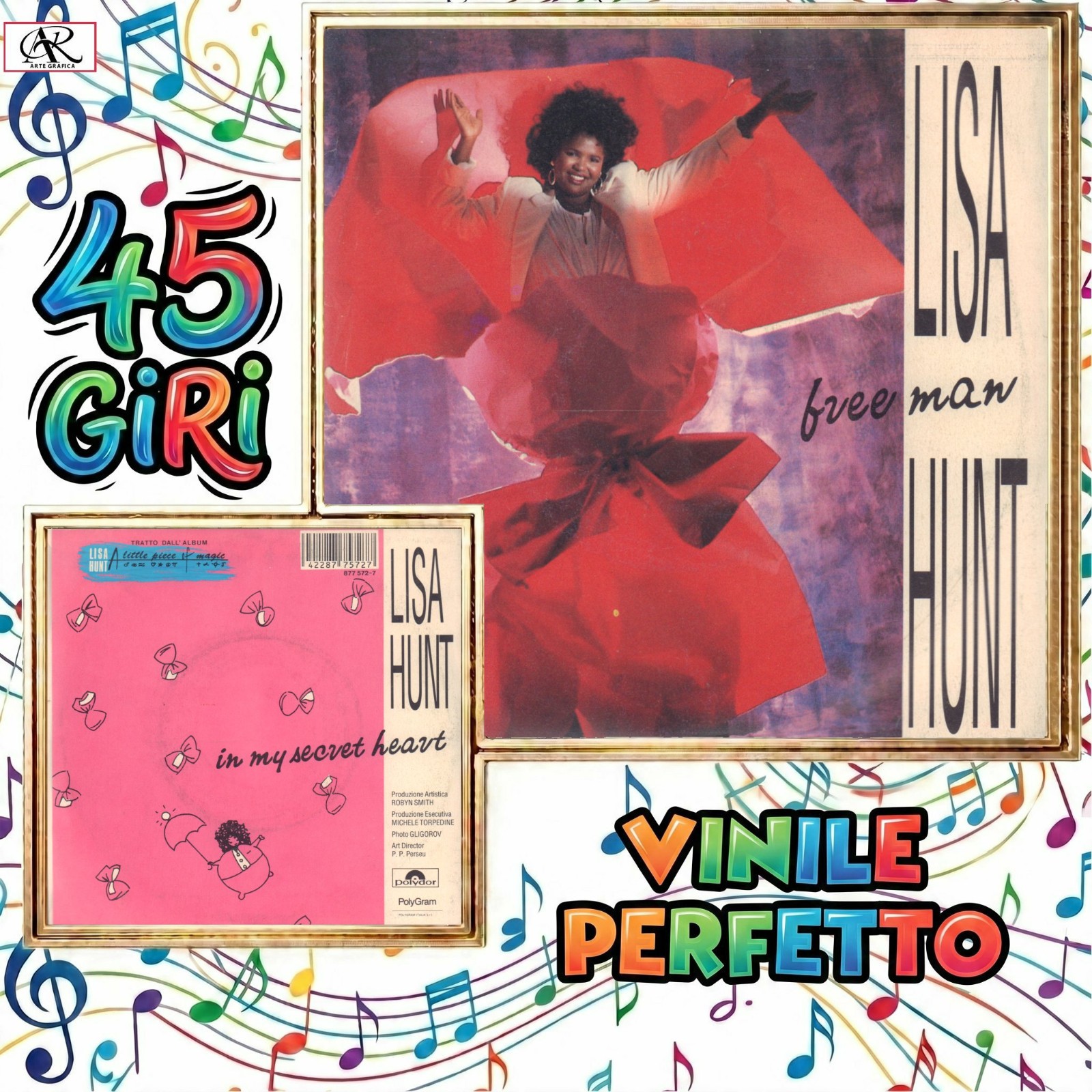 LISA HUNT - FREE MAN - IN MY SECRET HEART - 45 GIRI  NUOVO