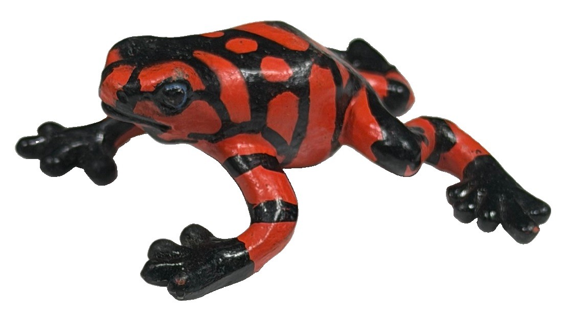Vintage Safari Ltd Poison Dart Frog arancione nero statuina giocattolo animale figura
