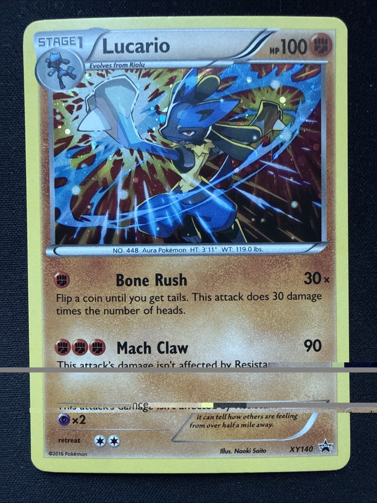 Pokemon Lucario XY140 XY Black Star Promo Holo 2016 quasi nuovo/m