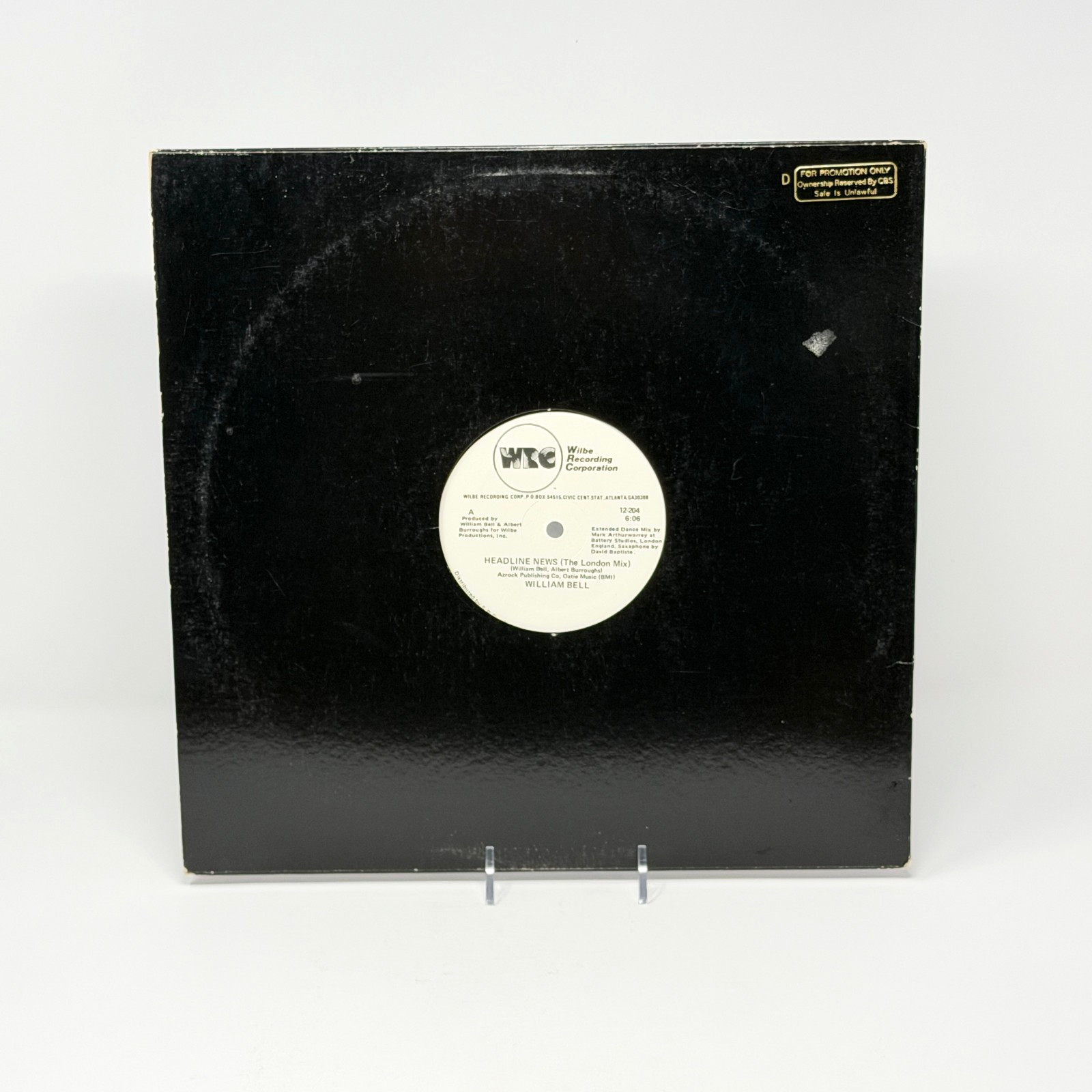 William Bell Headline News London Mix 1986 Wilbe 12" White Label Promo Vinyl
