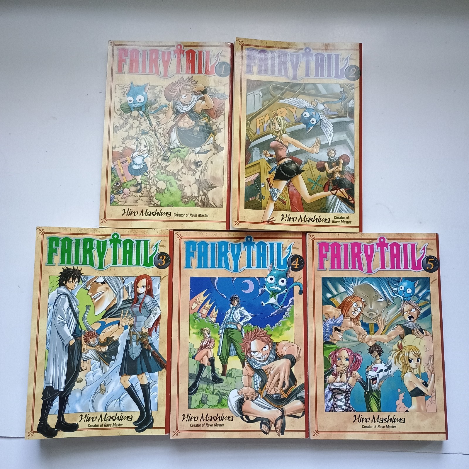Lotto 5 volumi manga Fairy Tail 1 - 5 libri inglesi Hiro Mashima