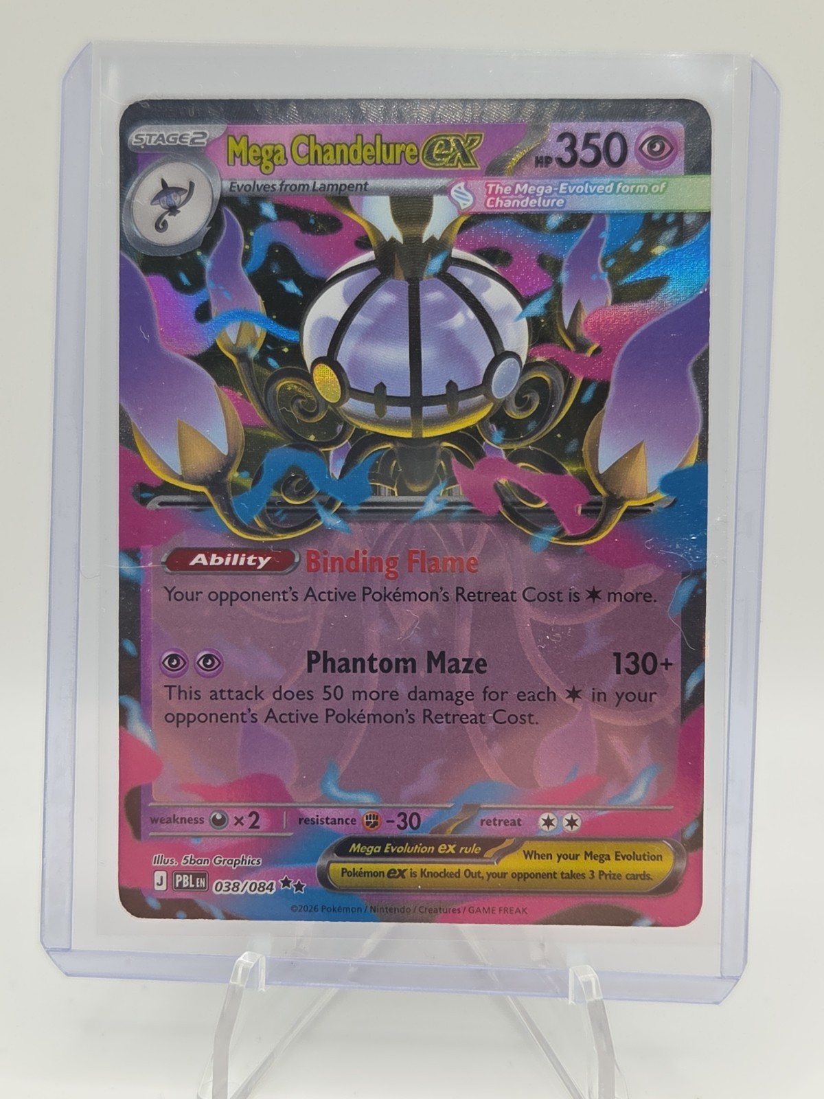 Pokemon TCG Mega Chandelure EX 038/084 Full Art Holo PBL Pitch Black