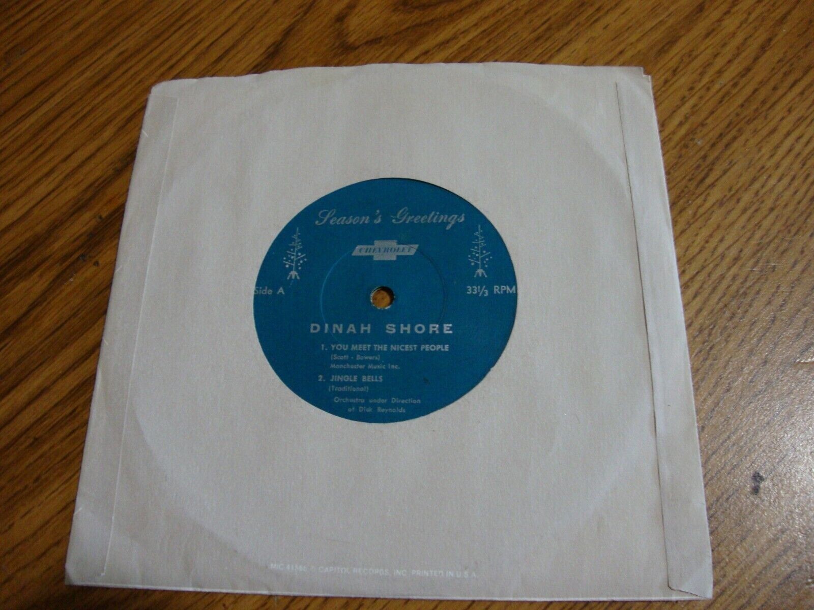 DINAH SHORE - "SEASONS GREETINGS FROM YOUR CHEVROLET DEALER" -  EP  7"  45 RPM