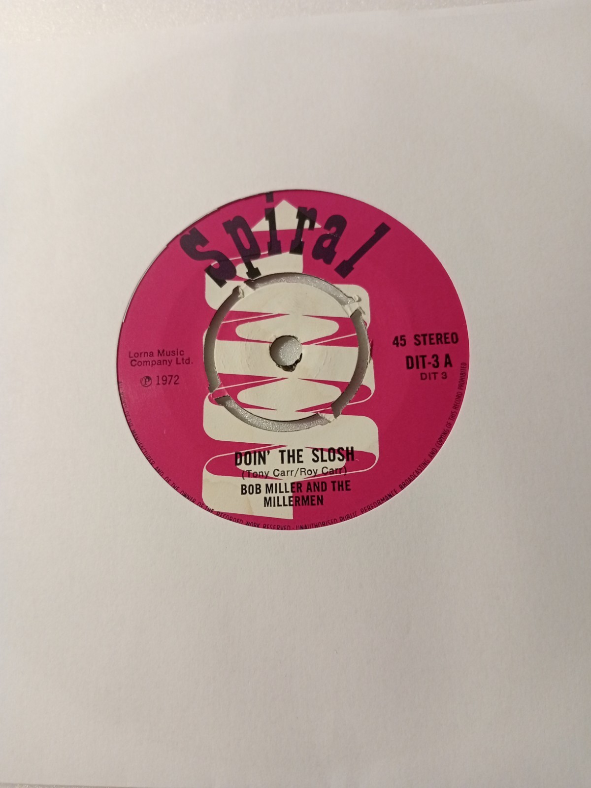 Bob Miller and The Millermen - Doin' The Slosh (DIT 3) EX Vinyl Record 7"
