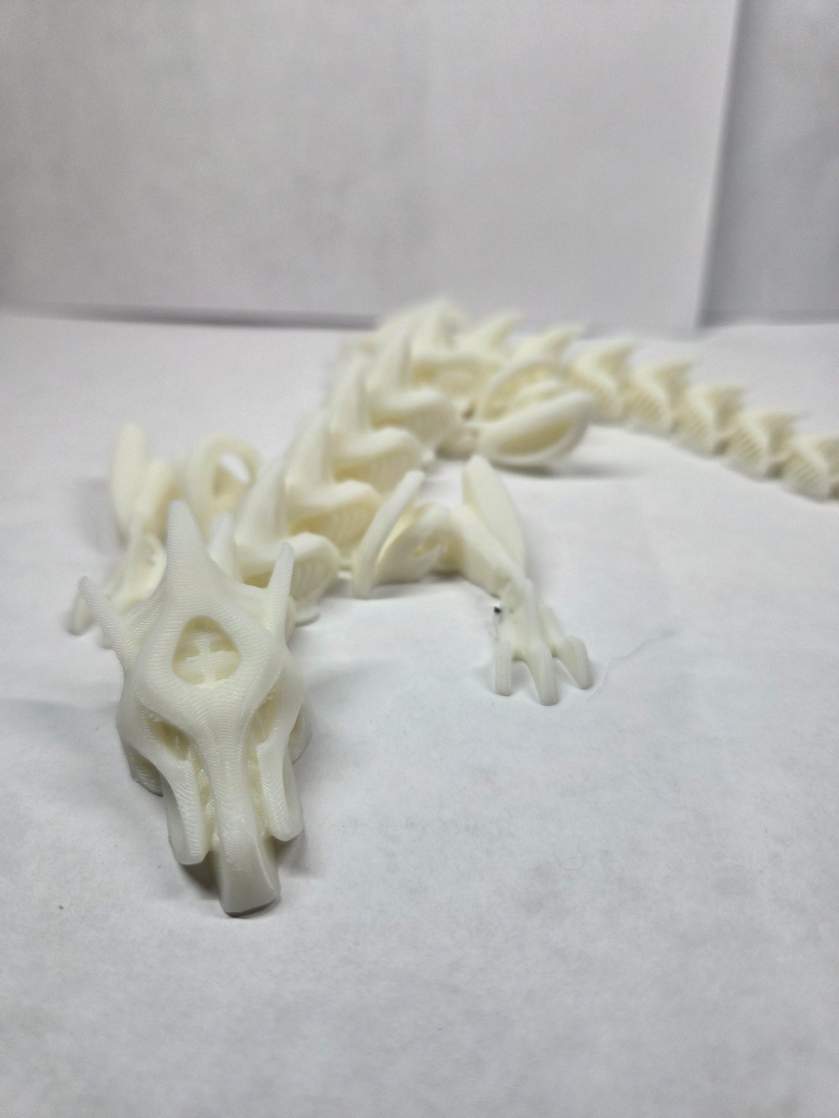 Articulated Dragon "Future" – 3D Printed Flexi Toy – Bone White