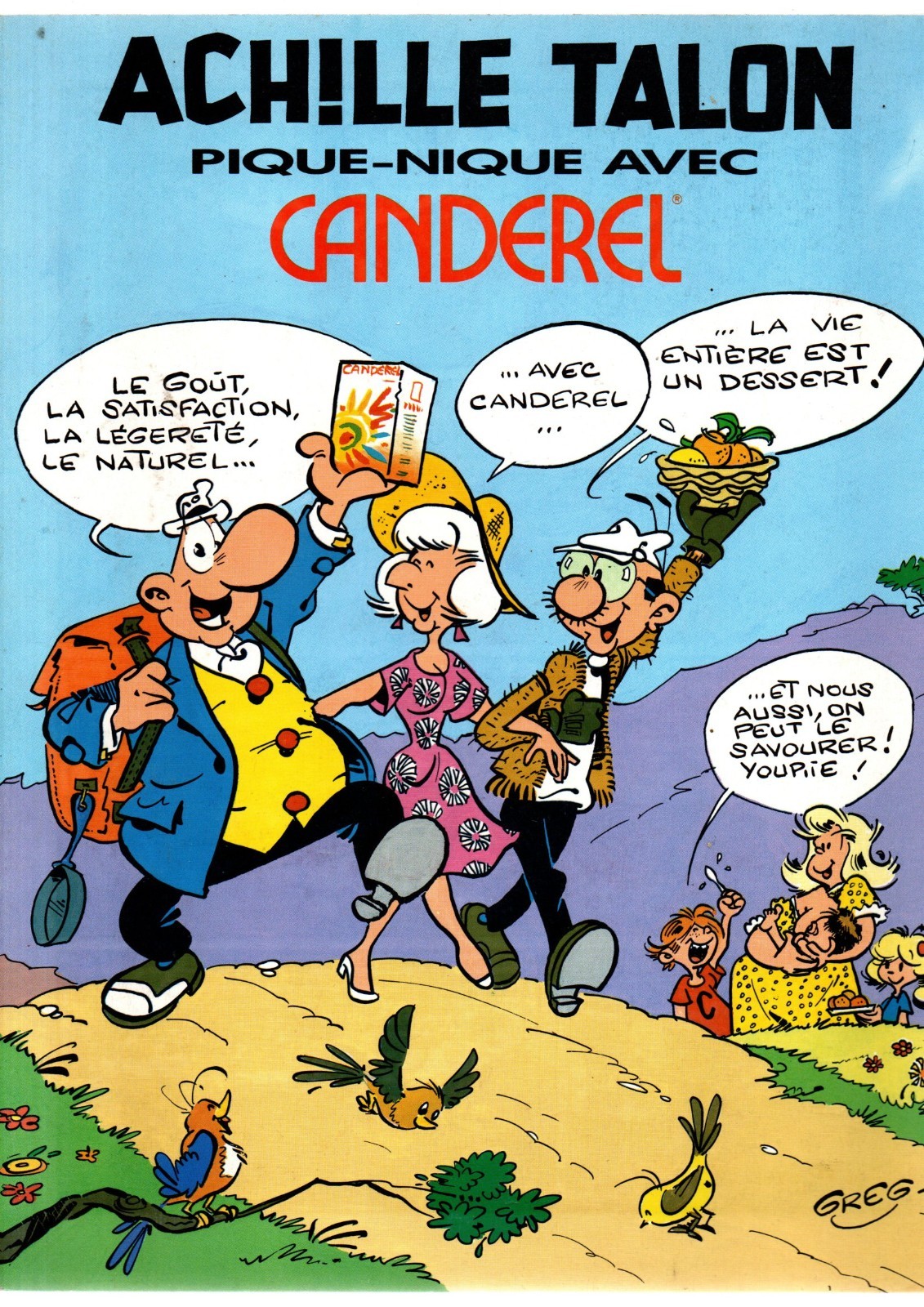 GREG. Achille Talon pique-nique avec Canderel. Livret publicitaire 1992. TBE