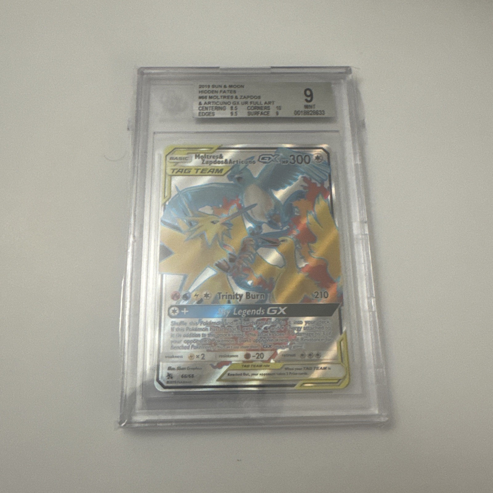 Moltres & Zapdos & Articuno GX Tag Team 66/68 BGS 9 Graded Pokémon Card