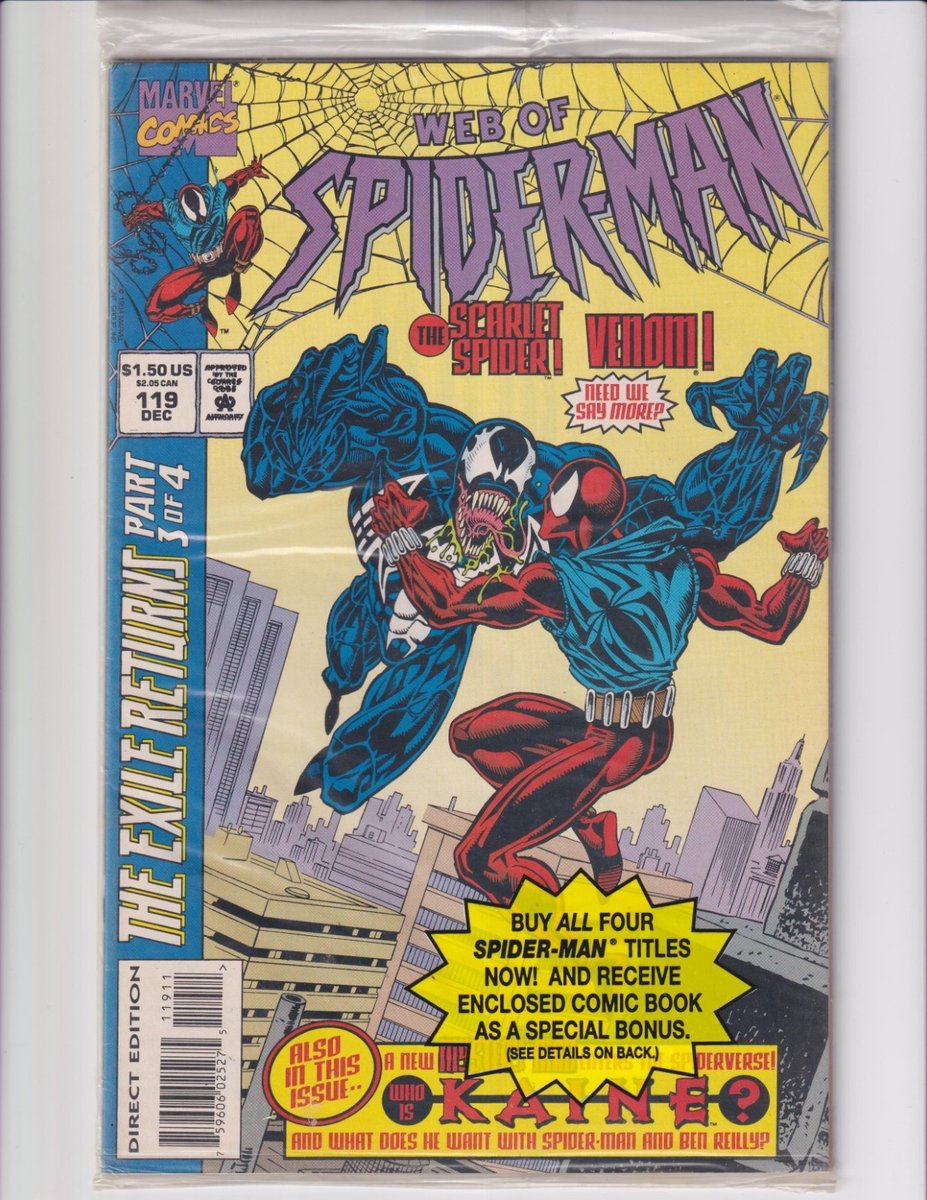 WEB OF SPIDER-MAN #119 MARVEL 1994 SACCHETTO DI PLASTICA SIGILLATO 1° APP KAINE! VENOM APP CLONE