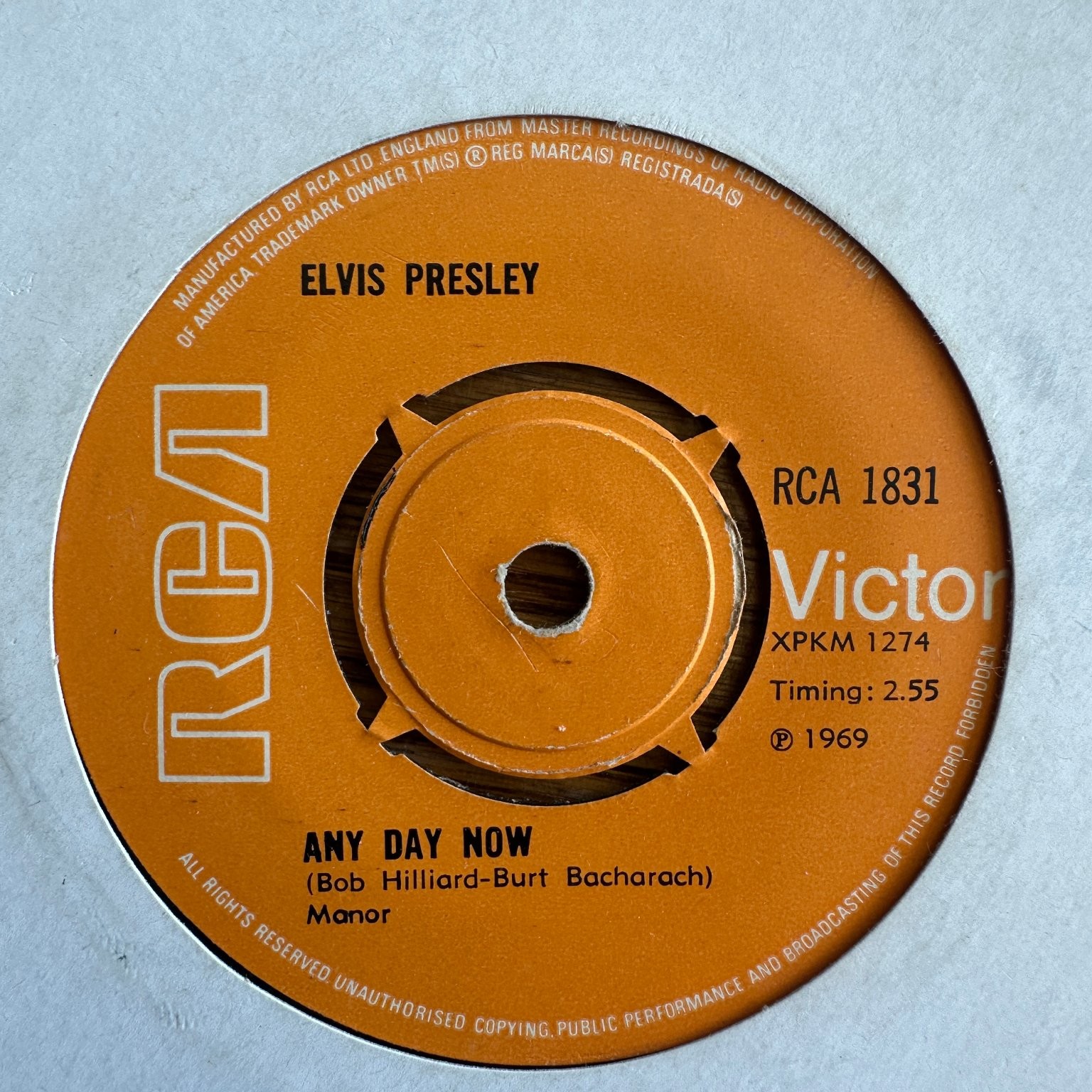 Elvis Presley – In The Ghetto / Any Day Now 7" Single 1969 RCA Pop Rock 45 RPM
