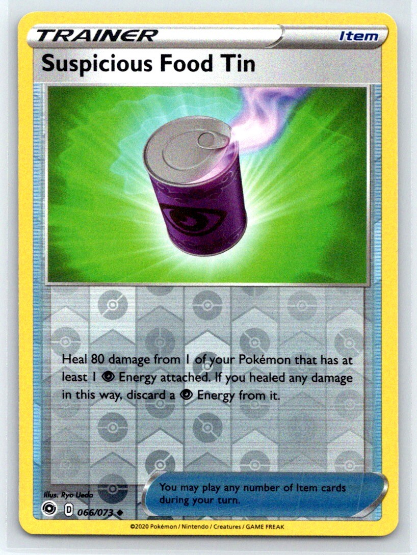 Pokemon Sentiero del Campione #66/73 Cibo Sospetto Tin Reverse Holo quasi nuovo
