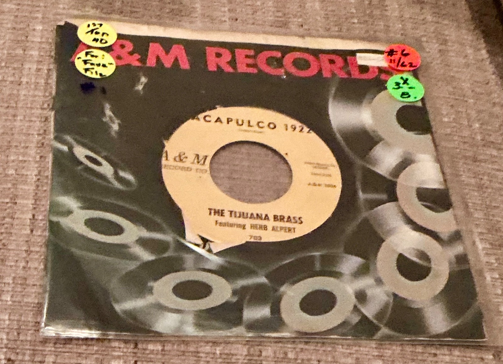 The Tijuana Brass Herb Alpert ~ The Lonely Bull & Acapulco 1922 A&M 45 RPM- EX