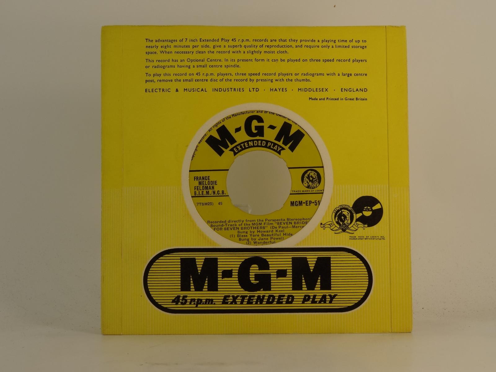HOWARD KEEL BLESS YORE BEAUTIFUL HIDE (78) 4 Track 7" Single including Company S
