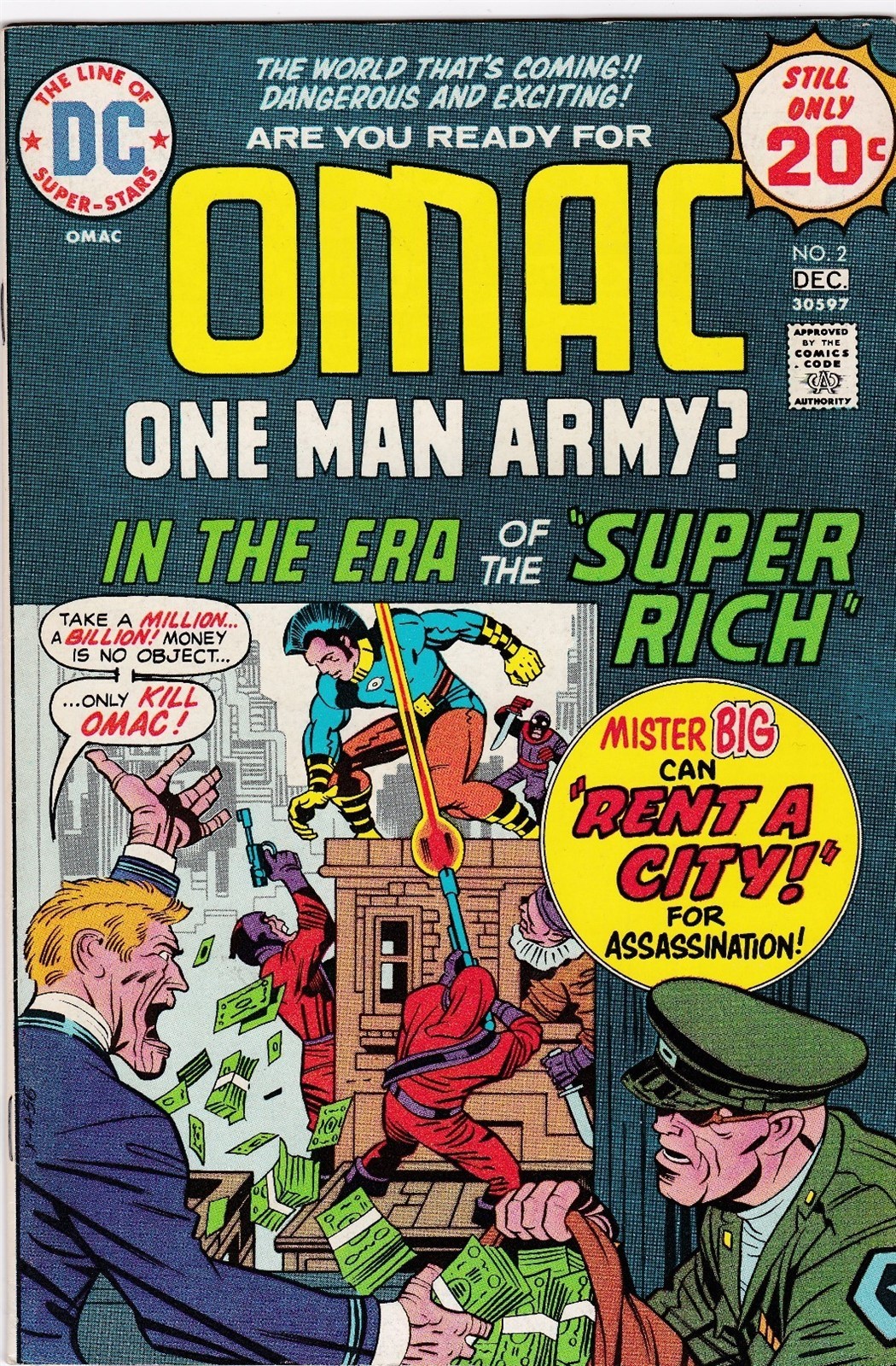 OMAC #2, DECEMBER 1974, FINE CONDITION! JACK KIRBY BRONZE AGE CLASSIC!