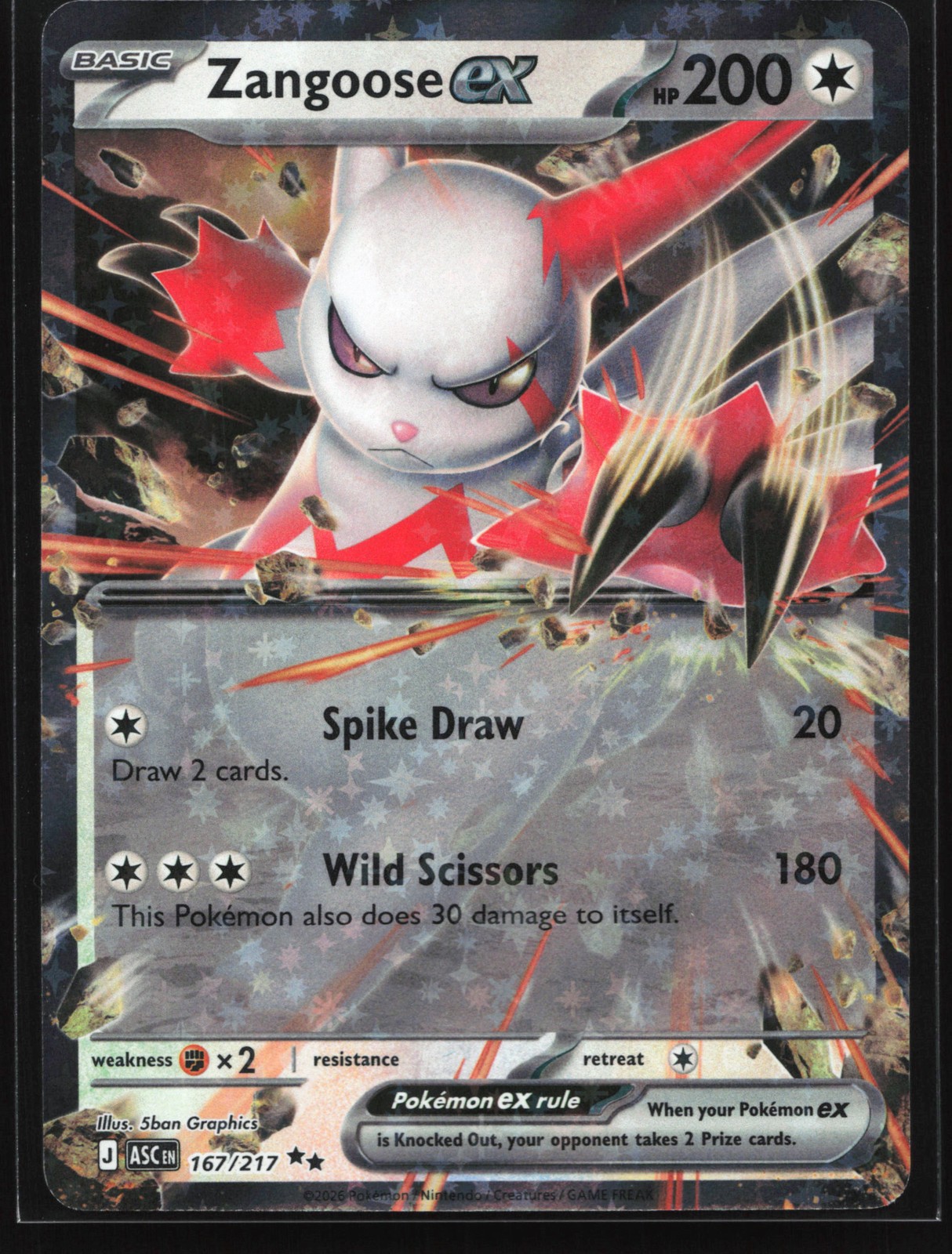 Zangoose ex 167/217 ME: Eroi Ascesi Doppia Carta Pokemon Rara