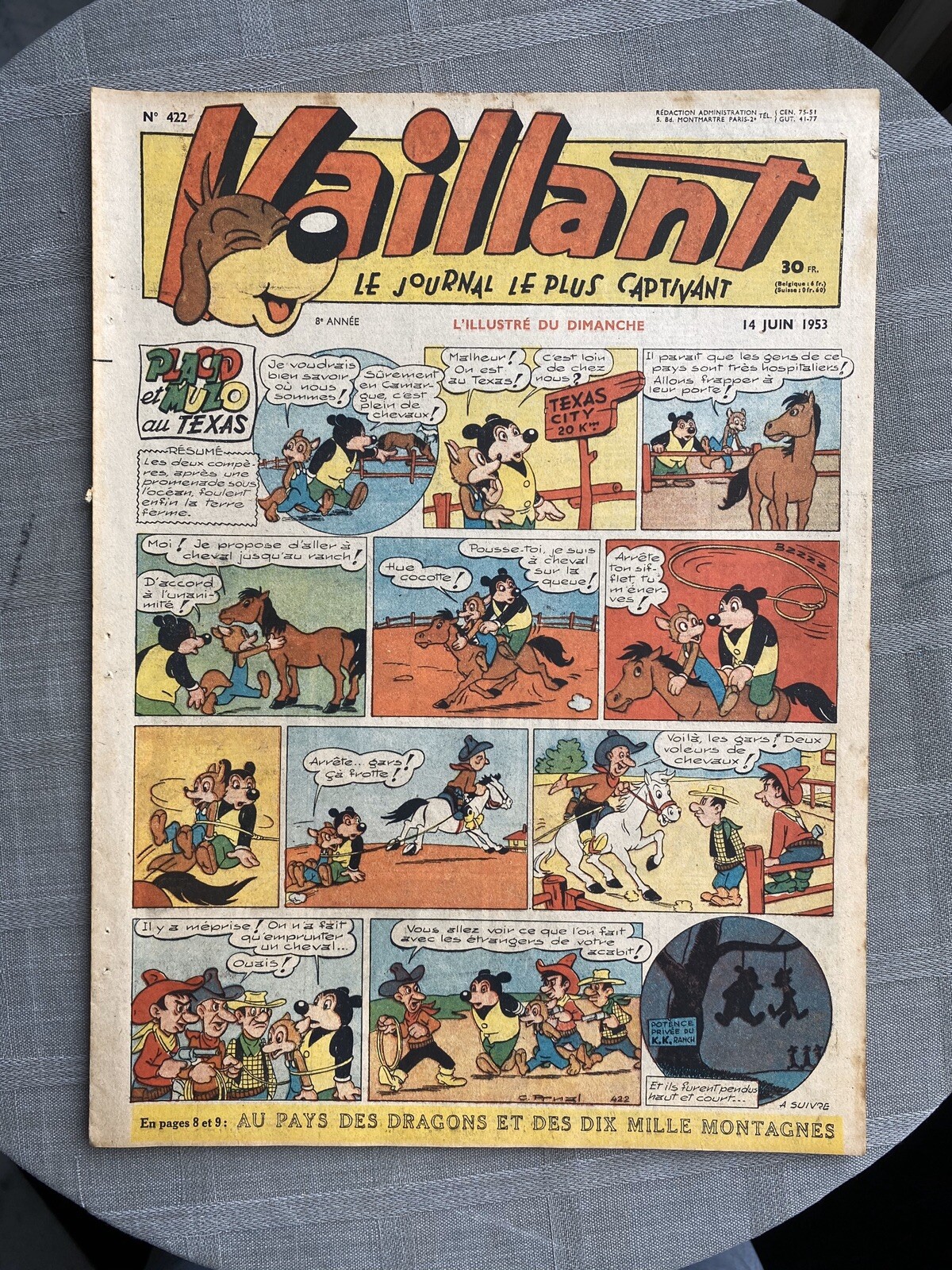 Vaillant Il Giornale Più Coinvolgente N°422 1953 Pif Il Cane Buone Condizioni