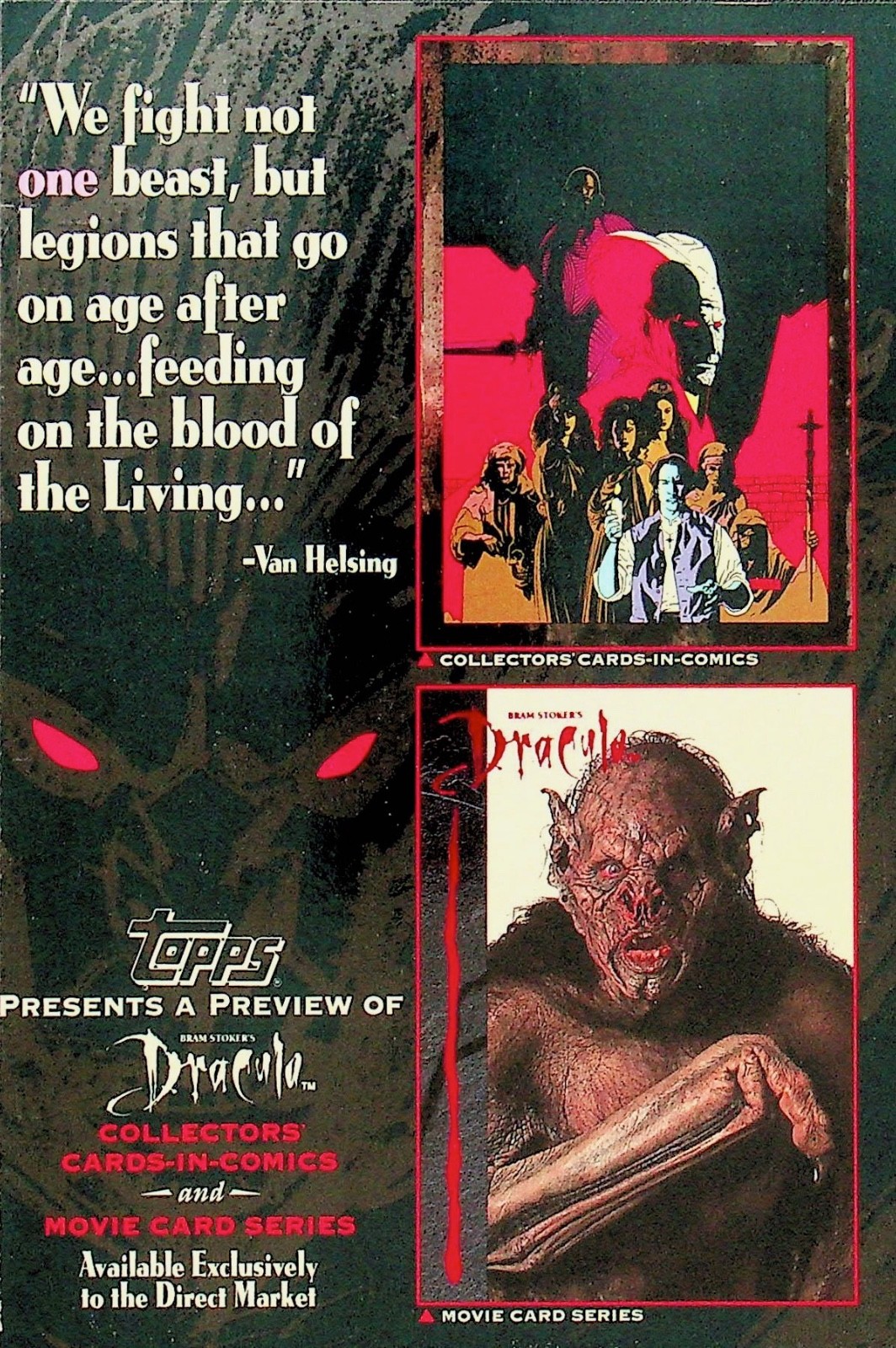 1992 Topps Comics Dracula Collector Cards Pre Sales Promo Ad - A8-17