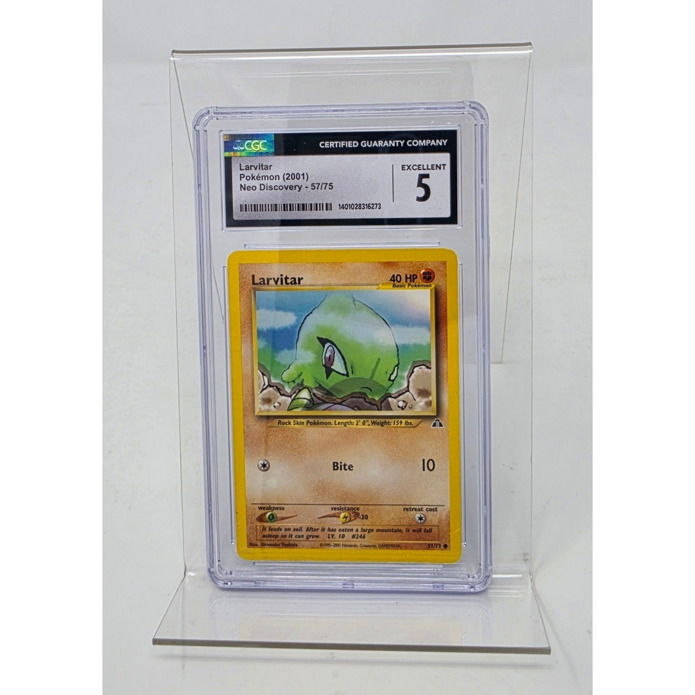 Pokemon Larvitar Neo Discovery 57/75 2001 CGC 5 ottime carte classificate